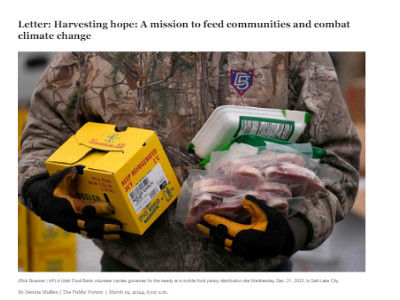 Letter: Harvesting hope: A mission to feed communities and combat climate change